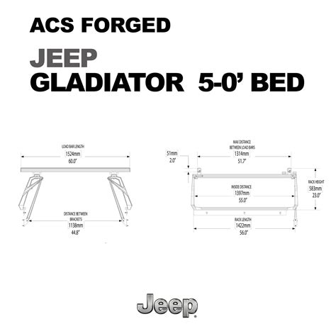 jeep gladiator bed dimensions