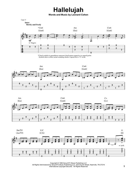 jeff buckley hallelujah guitar tabs