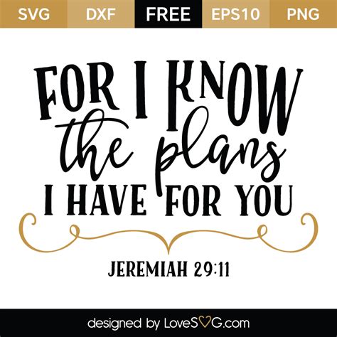 For I Know The Plans SVG Jeremiah 2911 Bible Verse SVG Etsy