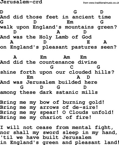 Jerusalem Anthem Lyrics And Words