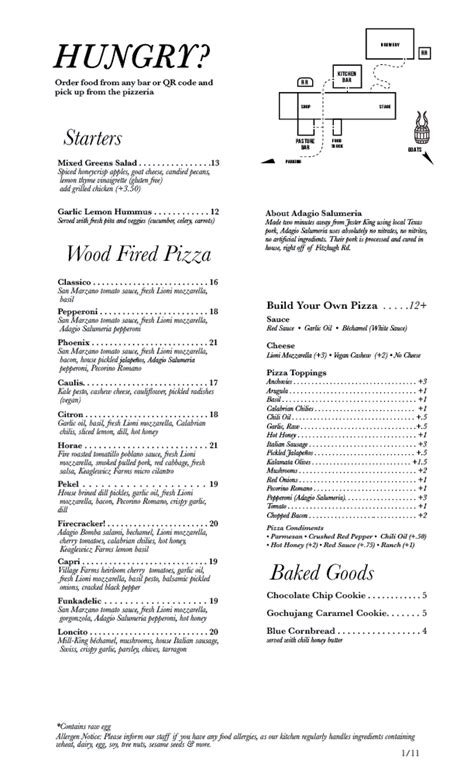 Jester King Pizza Menu