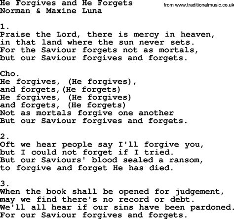 jesus forgives and forgets lyrics