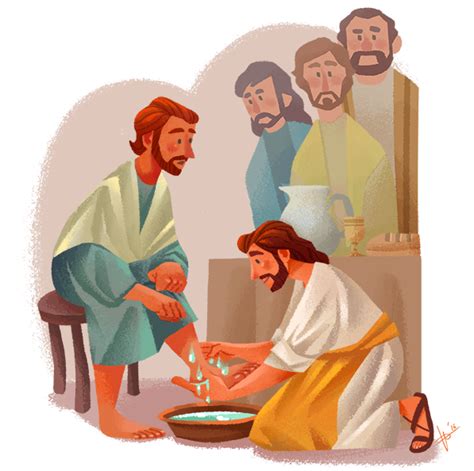 jesus washing peter's feet sculpture clipart