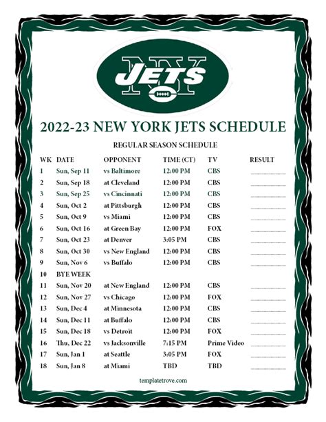 jets schedule 2022 2023