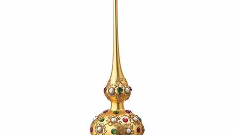 Jeweled Christmas Tree Topper Gold Crown Glittery