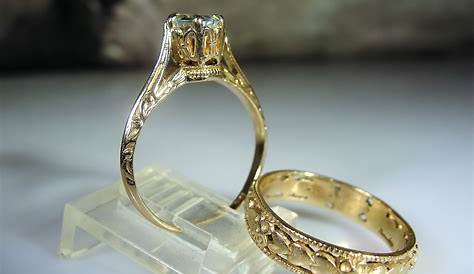 Vintage 14K Diamond Wedding Ring Set ca 1960 signed Cosmic