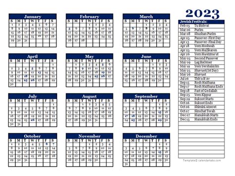 jewish calendar 2023 pdf