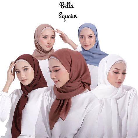 Jual hijab bella square murah premium quality / hijab segiempat