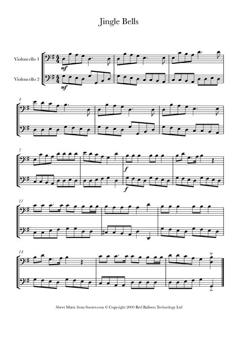 Jingle Bells Cello Notes