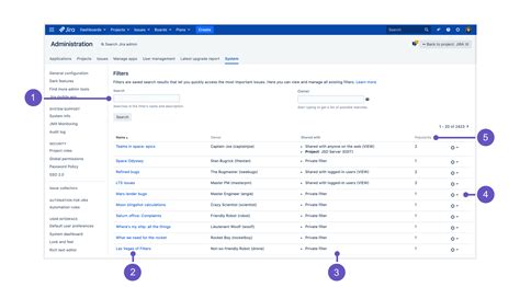 Jira Filters Database Table