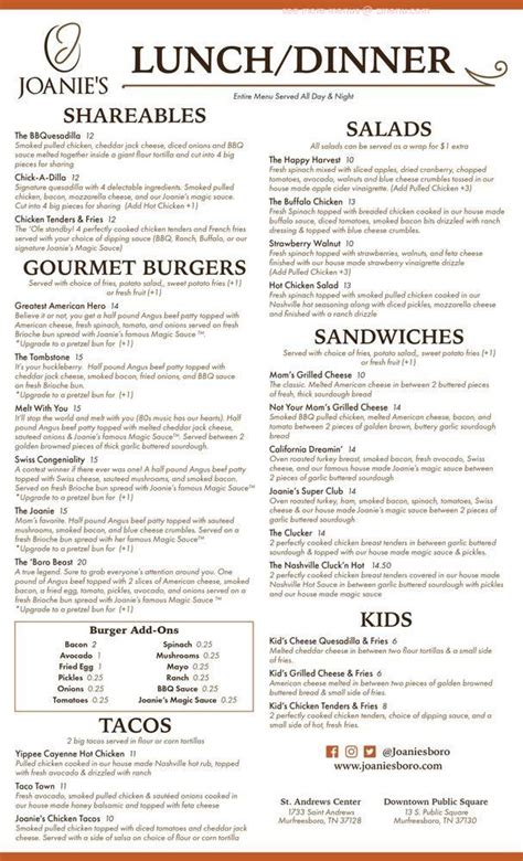 Order Joanie's Murfreesboro Menu Delivery Online Murfreesboro Menu