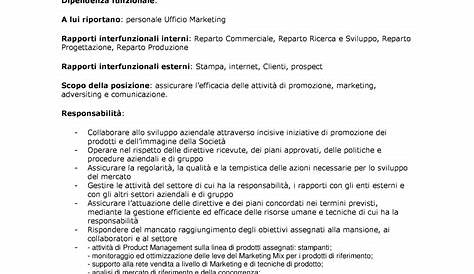 Area sales manager italy job description italiano