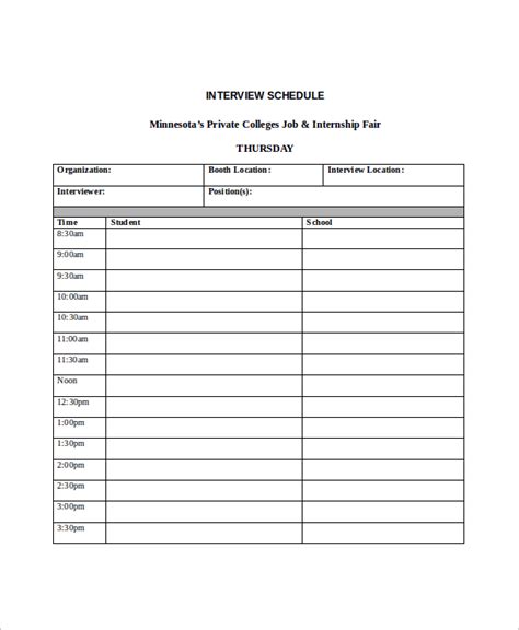 Interview Schedule Template Excel Elegant Interview Schedule Template