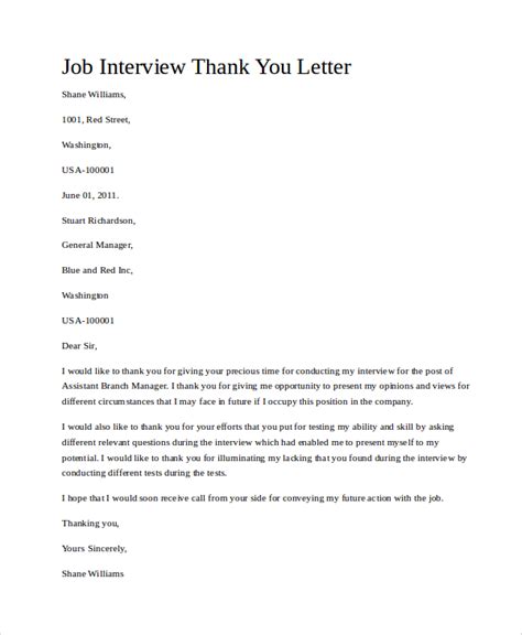 FREE 7+ Sample Thank You Note Interview Templates in PDF