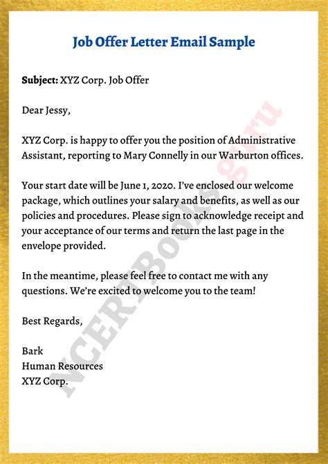 Offer Letter Sample Employment Contract Letter Master of Template