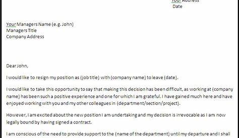 Microsoft Word Resignation Letter Template Samples
