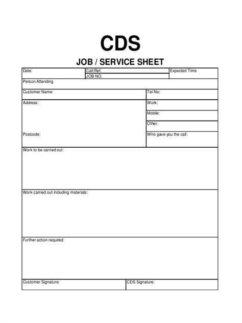 Job Sheet Templates 22+ Free Word, Excel, PDF Documents Download