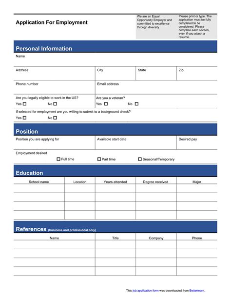 job application form pdf free download