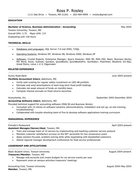 job application resume sample for accountant