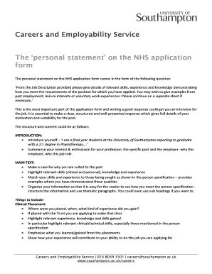 job application supporting statement example nhs