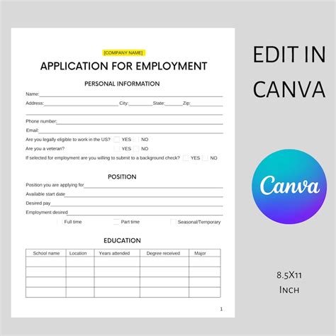 Job Application Template Canva