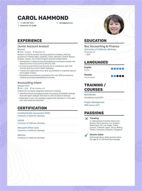 job description example for cv