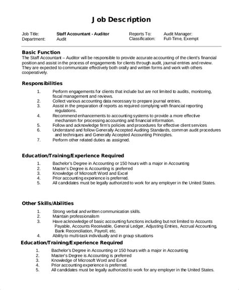 job description format for accountant