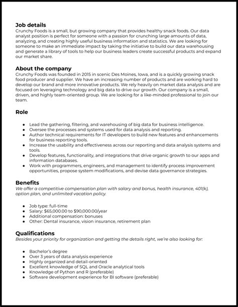 job description of a database analyst