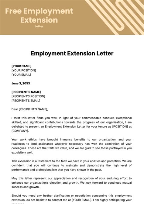 Job Extension Letter Example