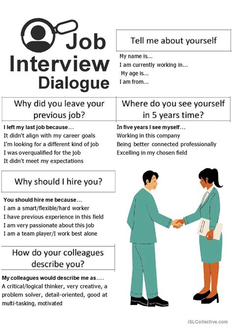 job interview conversation dialogue examples for students