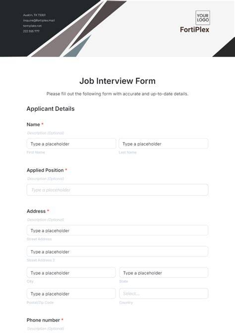 job interview interview form template