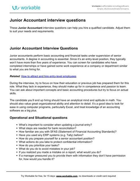 job interview questions for junior accountant