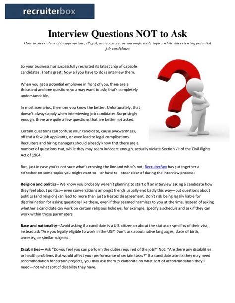 Job Interview Questions Not To Ask