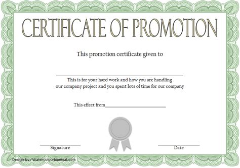 job promotion certificate template