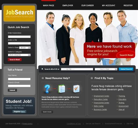 job website list by features