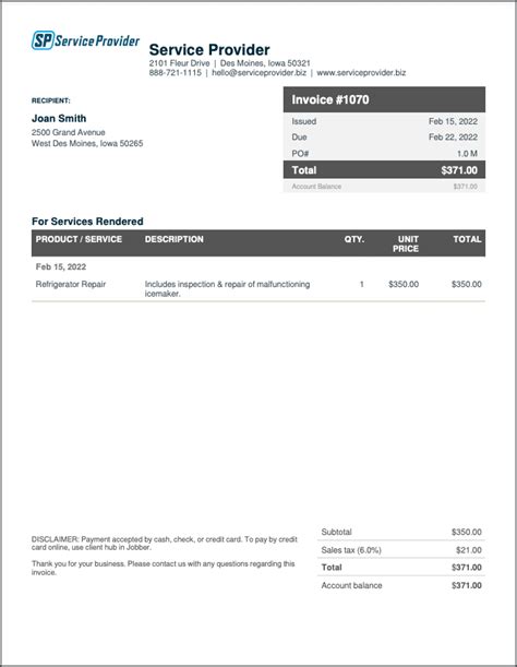 jobber invoice generator