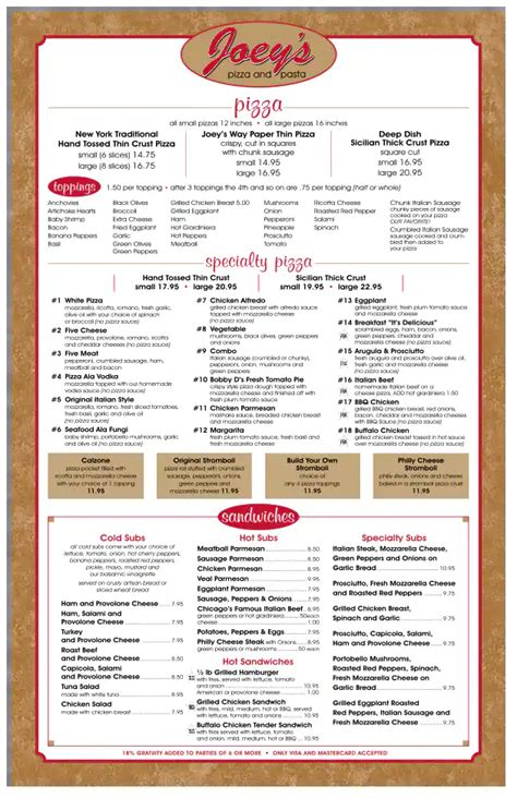 joey's pizza marco island menu with prices