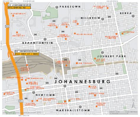 johannesburg tourist attractions map