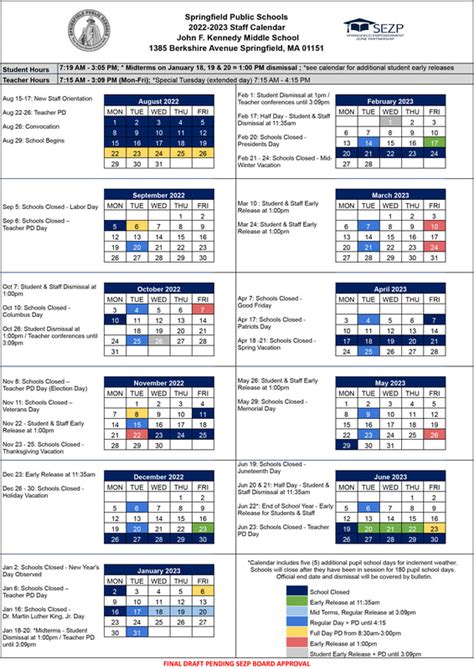 john f kennedy high school calendar 2023