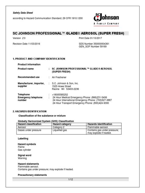 Johnson And Johnson Safety Data Sheets