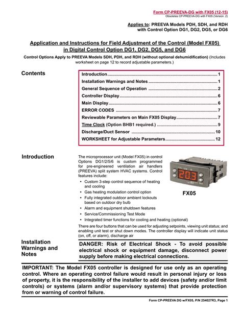Johnson Controls Fx05 User Manual