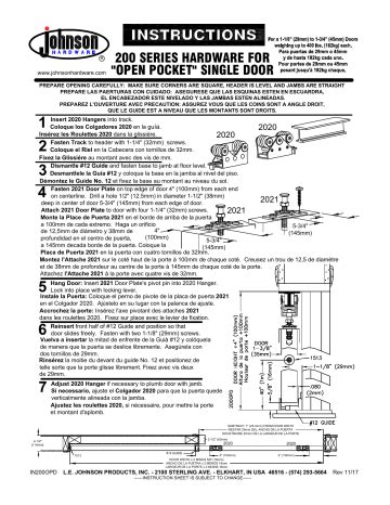 johnson hardware pocket door instructions
