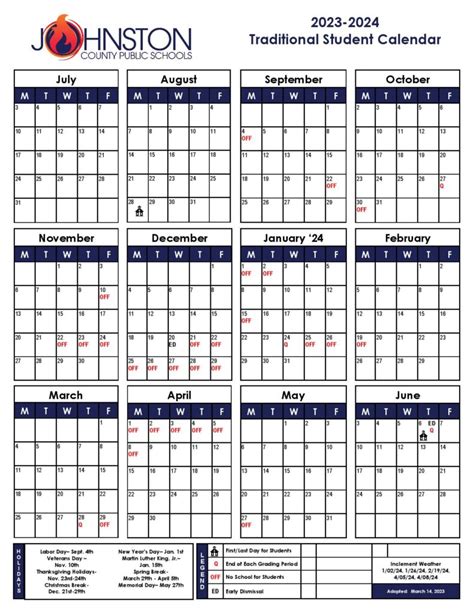 Johnston County Public Schools Calendar