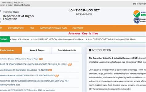 joint csir ugc net december 2023 answer key