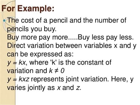 joint variation examples in real life
