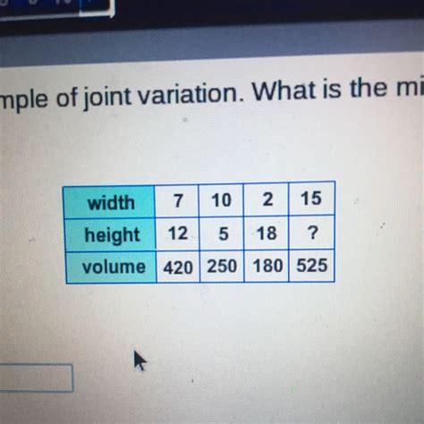 joint variation table examples