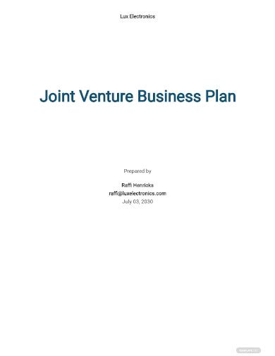 Joint Venture Business Plan Ppt Templates