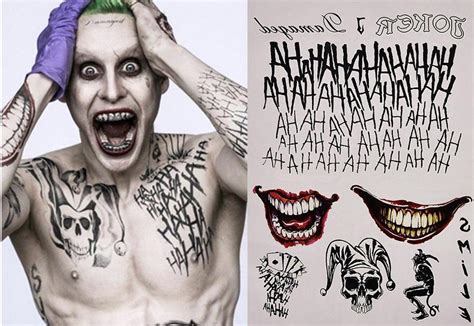 The Joker Temporary Tattoos Suicide Squad Costume Halloween Fancy Dress