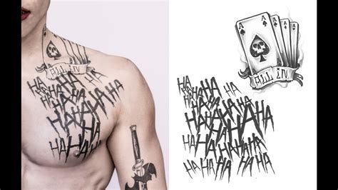 joker tattoos on his body