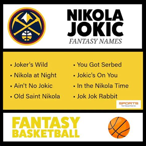 jokic fantasy team names